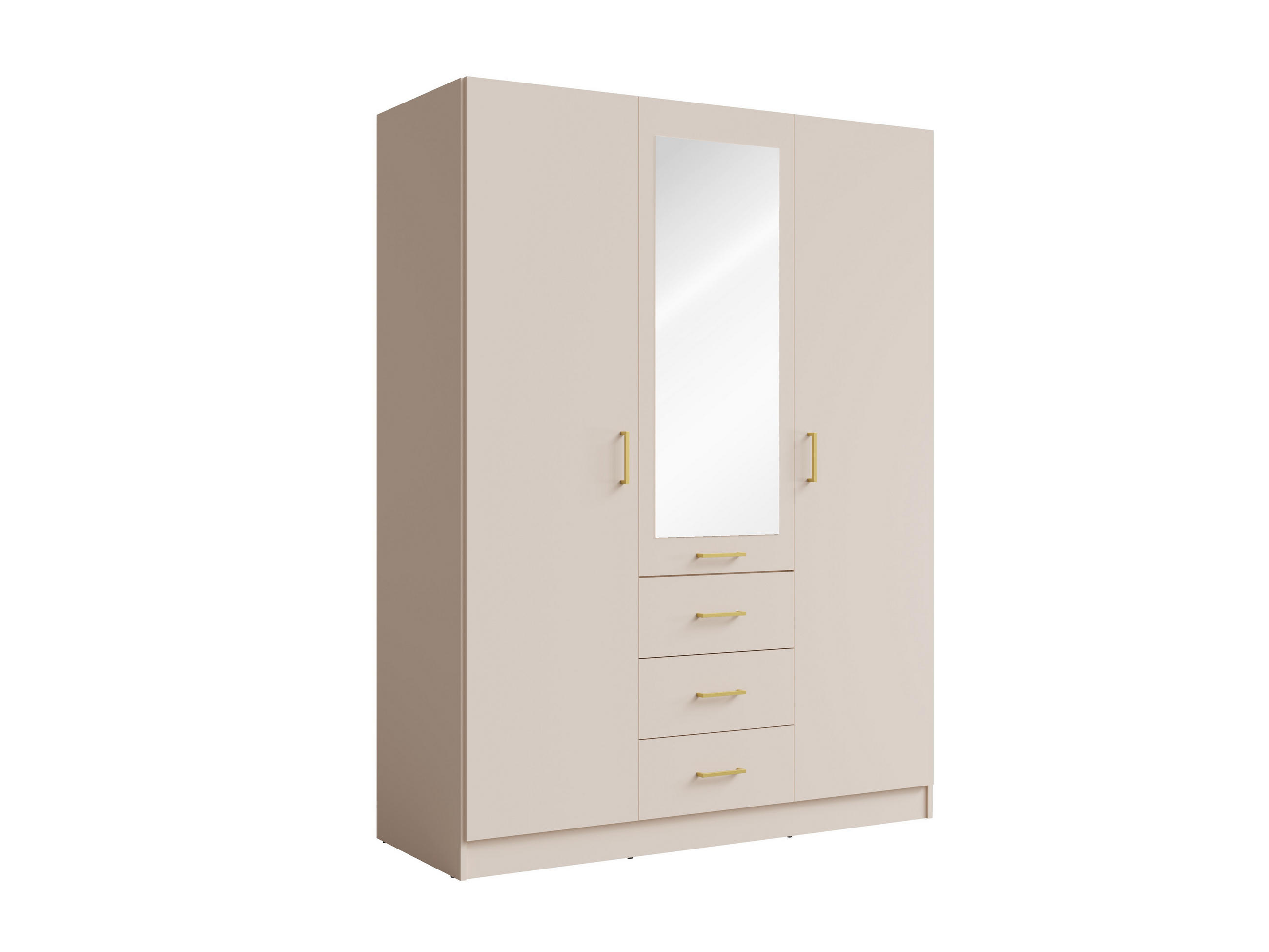 KLEIDERSCHRANK KERONA 19 - 150,5×200,5×58 cm cm mit Spiegel, 2 Türen & 3 Schubladen Wüstensand - Sandfarben, Holz/Holzwerkstoff (150.5/200.5/58cm) - Milaros Markt