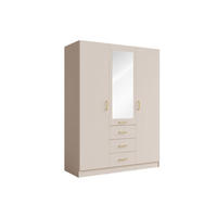 KLEIDERSCHRANK KERONA 19 - 150,5×200,5×58 cm cm mit Spiegel, 2 Türen & 3 Schubladen Wüstensand - Sandfarben, Holz/Holzwerkstoff (150.5/200.5/58cm) - Milaros Markt