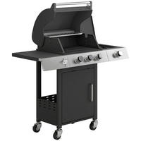 GASGRILL Edelstahl Metall Schwarz - Schwarz, Metall (50/109/109cm) - Outsunny
