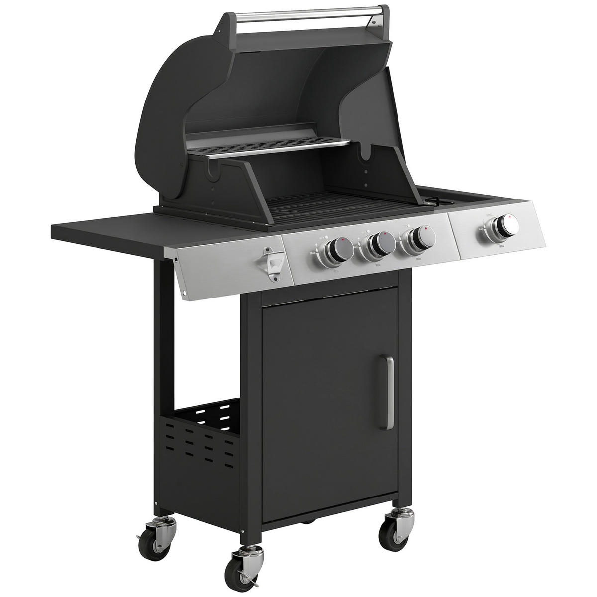 GASGRILL Edelstahl Metall Schwarz - Schwarz, Metall (50/109/109cm) - Outsunny
