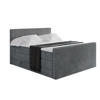 BOXSPRINGBETT mit Matratze H3|H4 und Lattenrost - TOLO-Z KING 200x200 Cord - Dunkelgrau - Dunkelgrau, Holzwerkstoff (200/200cm) - ALTDECOR