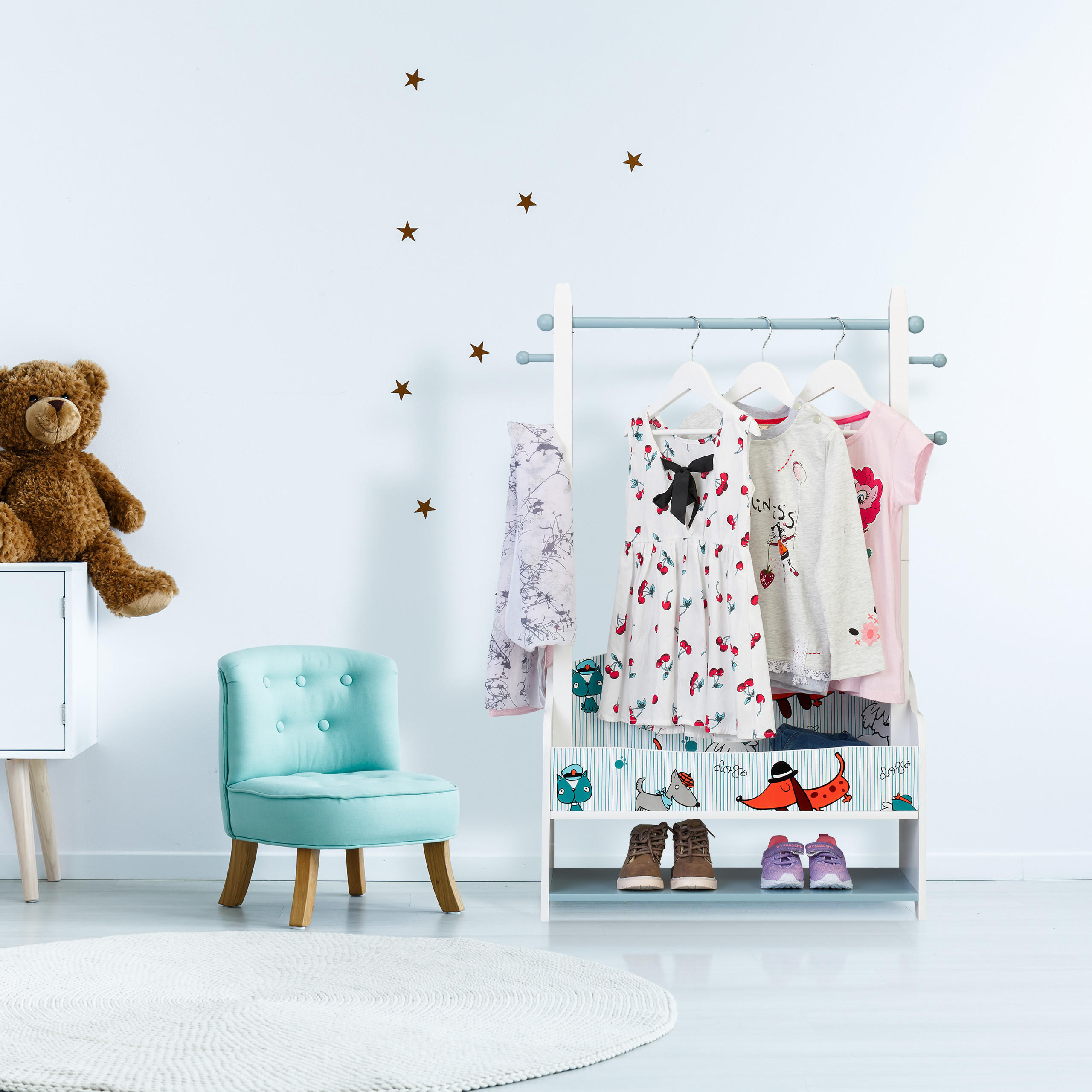 KINDERKLEIDERSTÄNDER - Multicolor, Holz/Holzwerkstoff (71/101/30cm) - Relaxdays