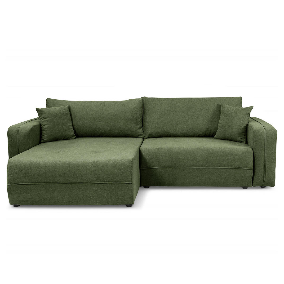 ECKSOFA mit Schlaffunktion - 244 cm - Schwarz/Grün, Kunststoff/Textil (244/145cm) - home24