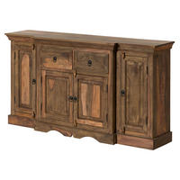 SIDEBOARD Sheesham 160x40x85 grau geölt LEEDS #02 - Grau, Holz (160/85/40cm) - Massivmoebel24