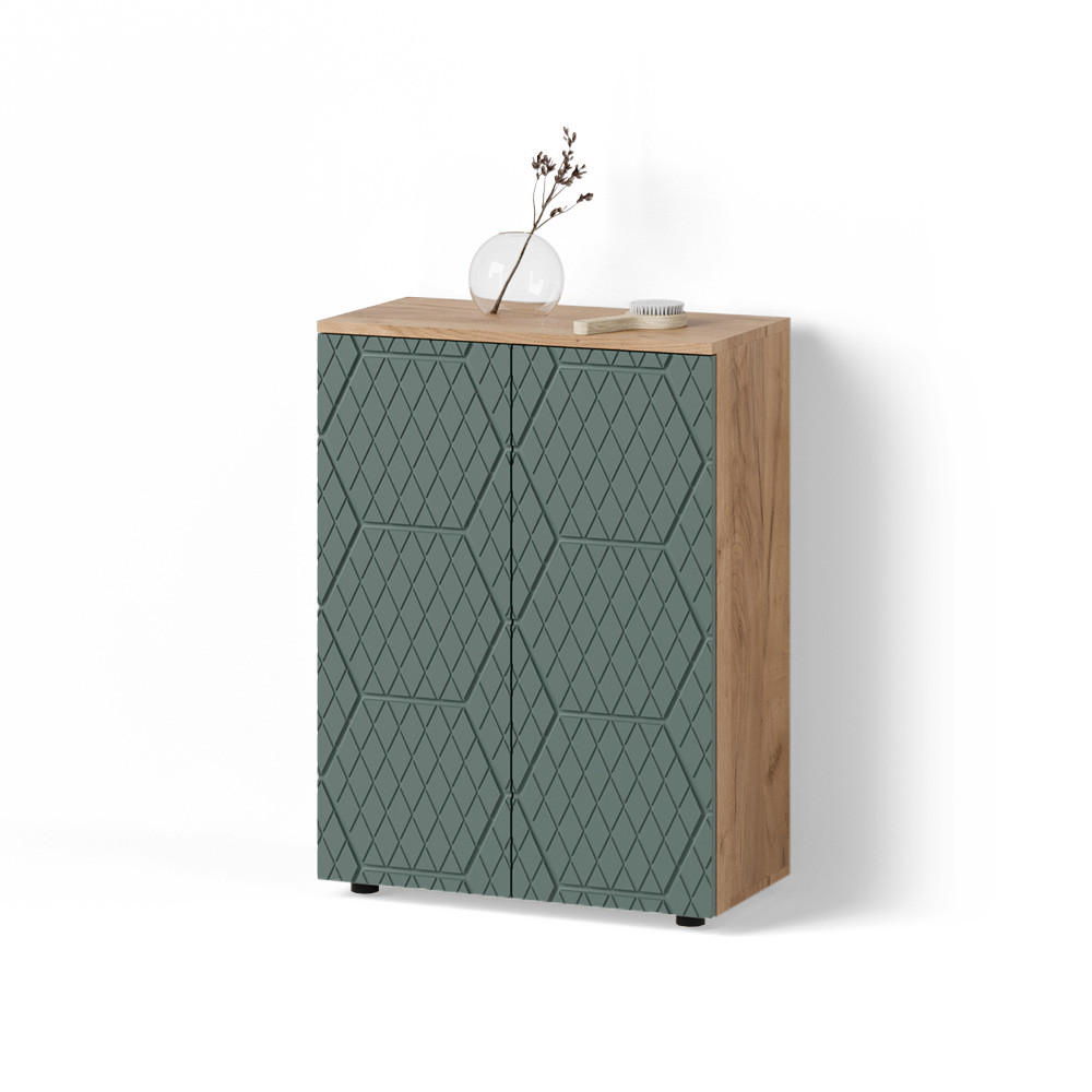 Livinity® MIDI SKŘÍŇKA Ronco Zelený/zlatý dub 60 x 81 cm