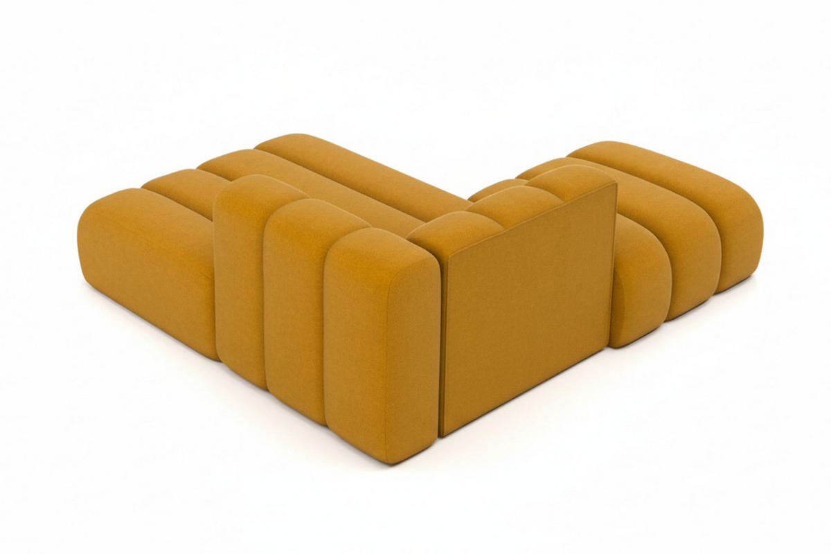 CHAISELONGUE Mit Hocker Grand, Veloursstoff Salvador, Gelb, Links - Gelb, Holz (204/179cm) - Kaiser Möbel