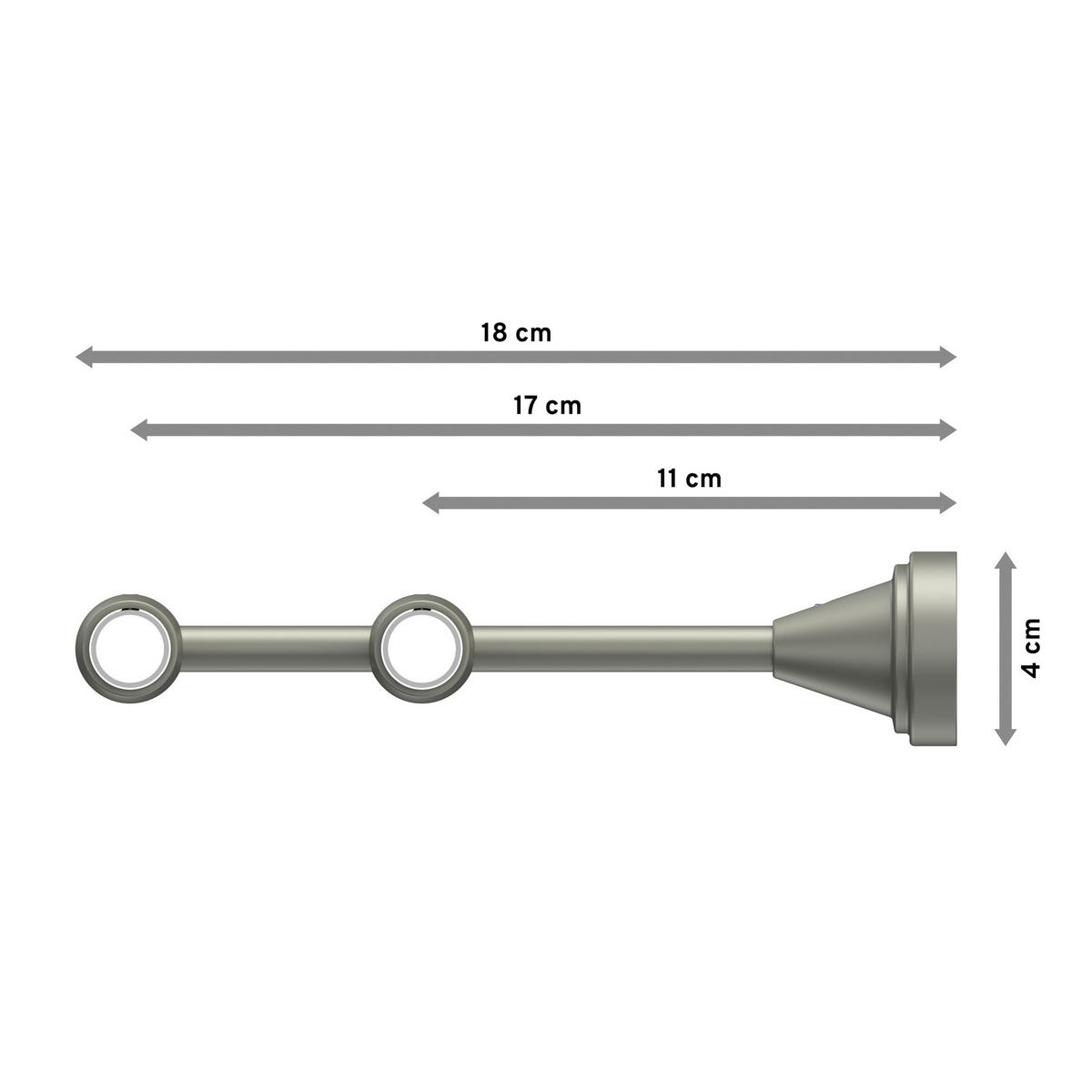 GARDINENSTANGEN-SET Primus Alessia 180 cm, 2-läufig, 16 mm Ø Chrom matt - Chromfarben/Nickelfarben, Metall (180cm) - INTERDECO