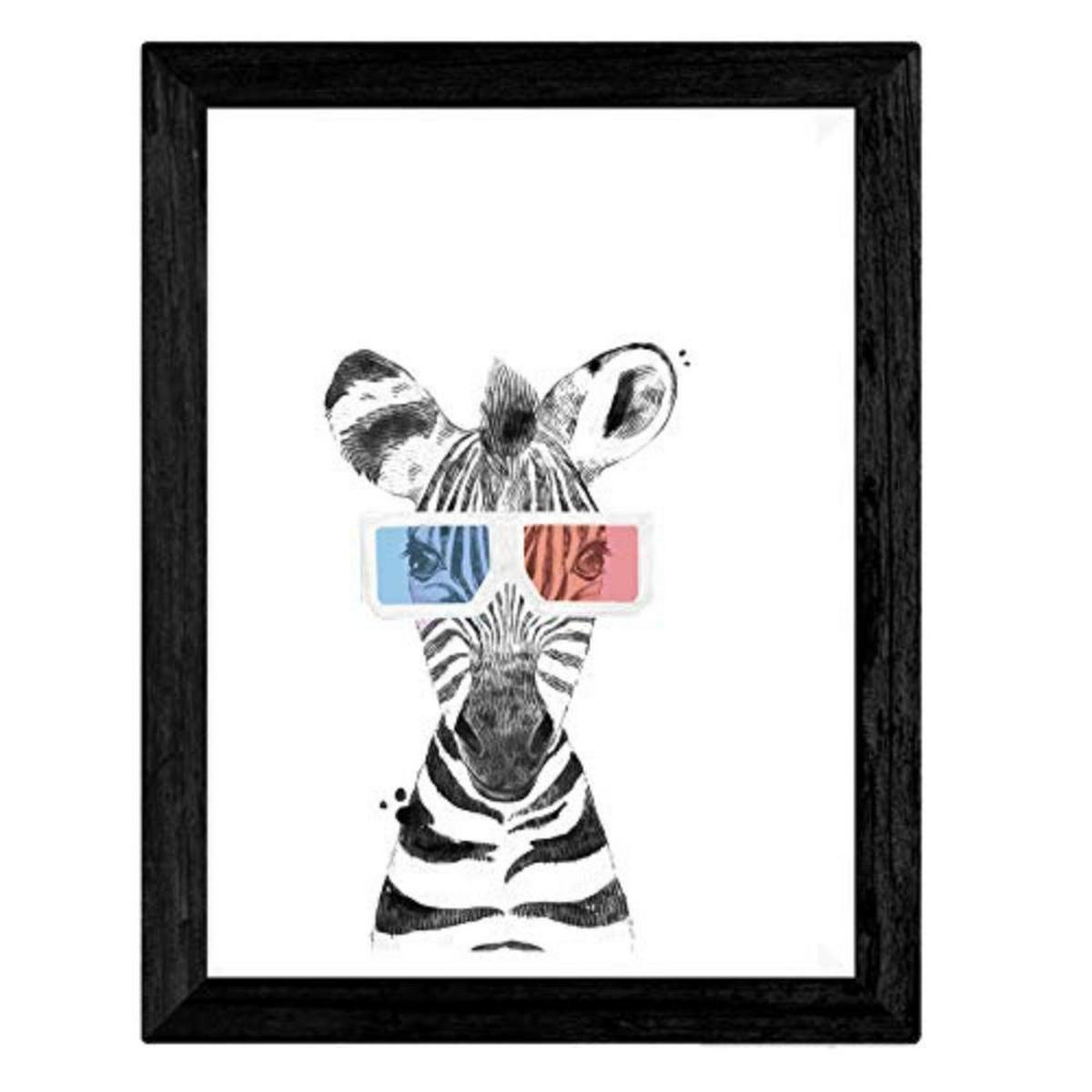 POSTER Set mit 4 Kinder Tiere mit 3DBrille A3 Rahmenlos - Klar, Papier (29.7/3cm) - Nacnic