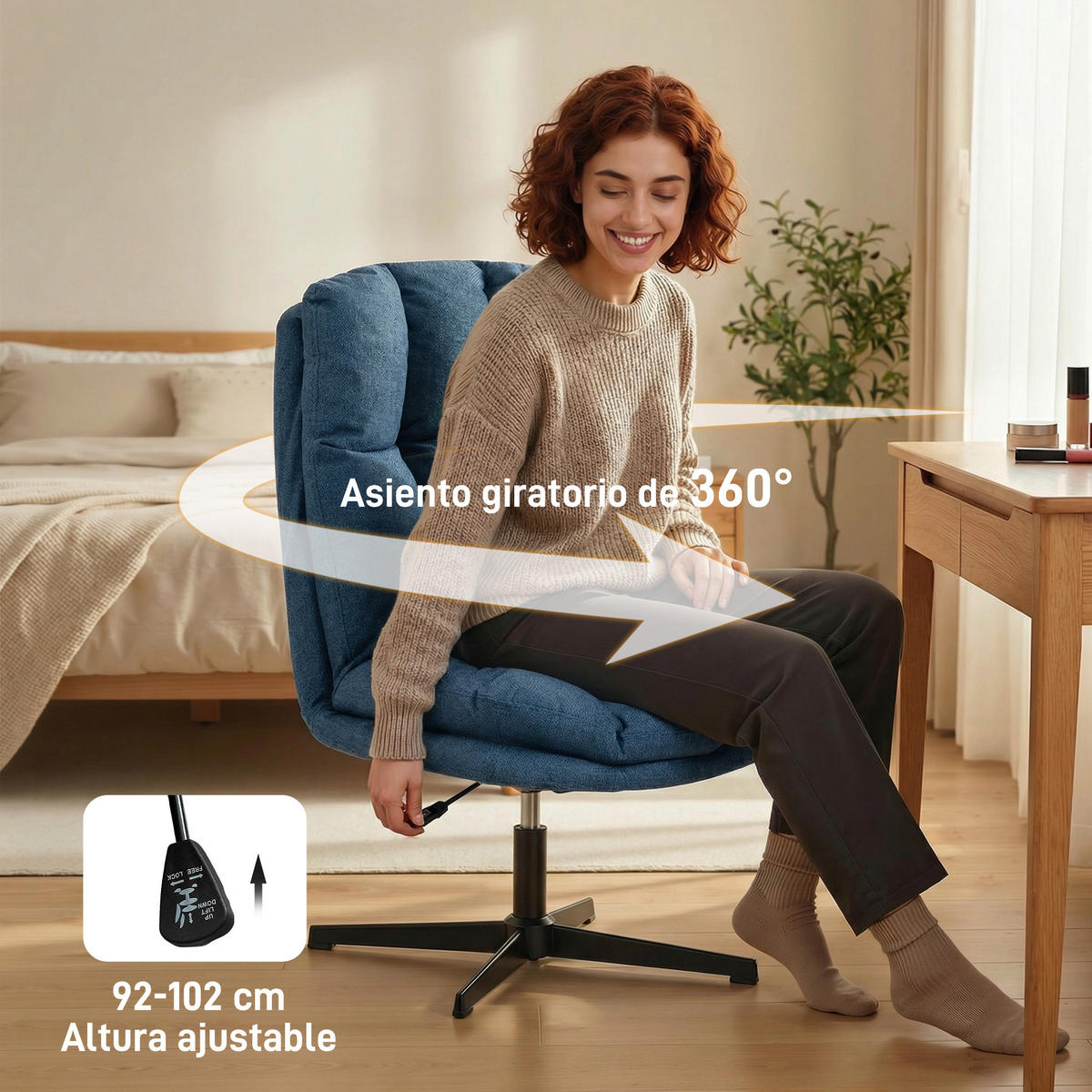 DREHSTUHL Blau 1 Stück - Blau, Textil (63/102/75cm) - GiPP