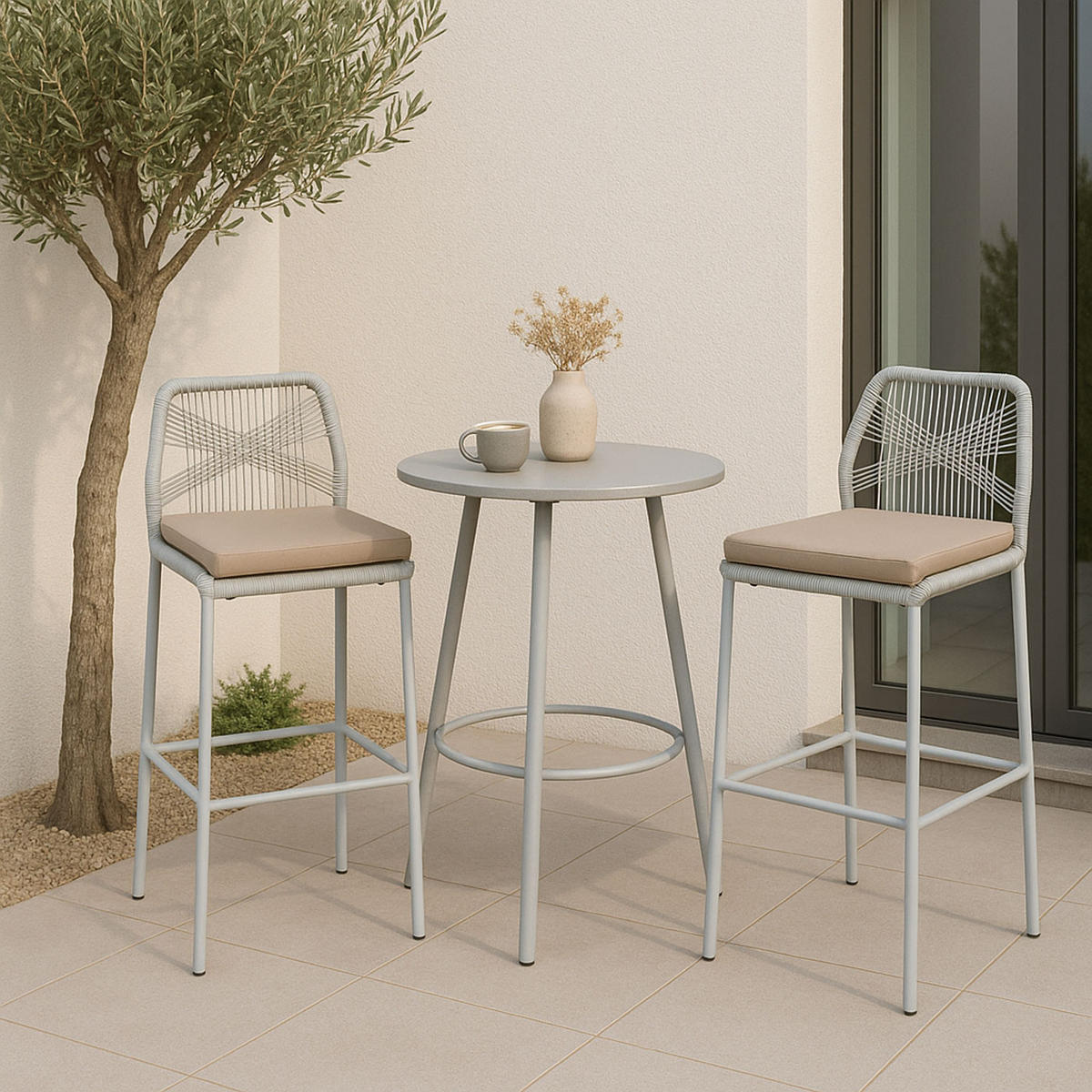 BARSKI STOL Svetlo siva, Taupe - svetlo siva/sivorjava, kovina (45/101/52cm) - MCW