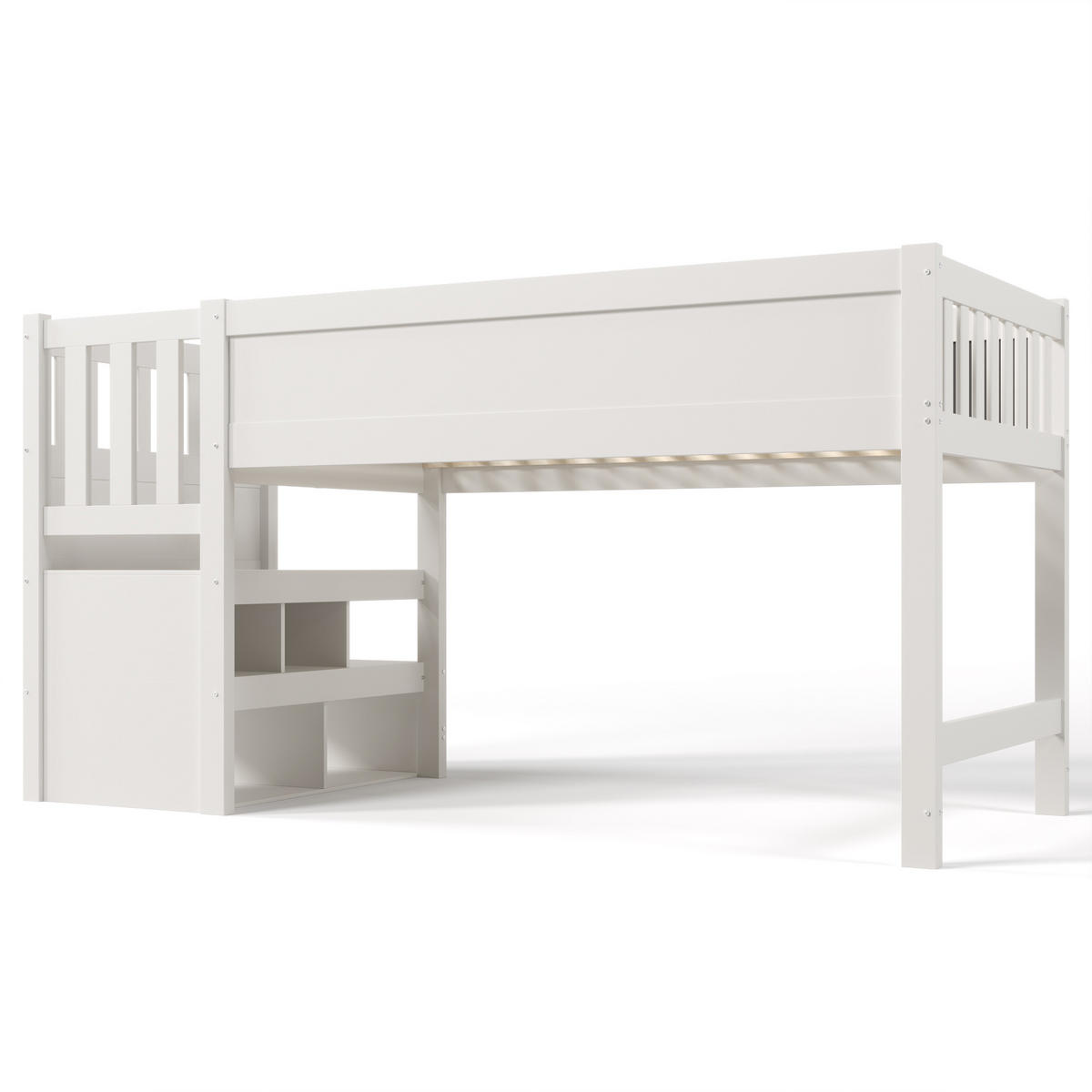 HOCHBETT 90/200 cm Weiß mit Whiteboard und Rausfallschutz - Weiß, Holzwerkstoff (90/200cm) - OKWISH