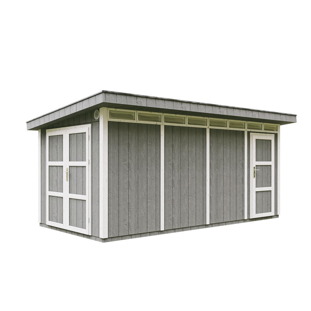 HOLZ-GARTHENHAUS Basis LP SmartSide 8.52 + 2.95 m² mit B530xL279xH237 cm - M905C - CAVERN STEEL - Dunkelgrau, Holz (530/237/279cm) - Timbela