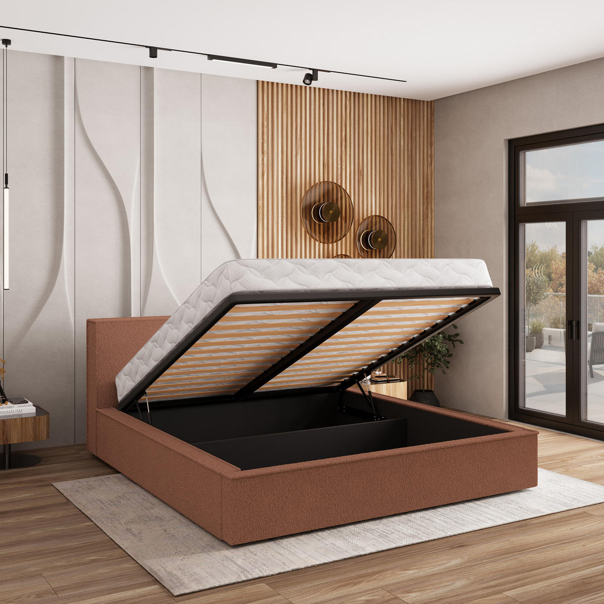 POLSTERBETT CELORA 140x200 cm mit Bettkästen - Kupferfarben - Kupferfarben, Holz (140/200cm) - MASSENO
