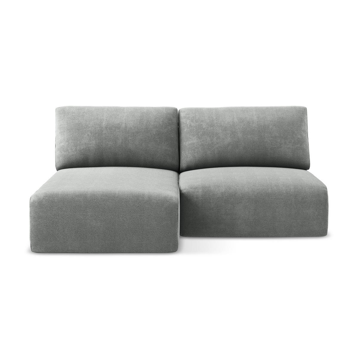 ECKSOFA mit Schlaffunktion links Chenille Stoff Grau - Blau/Schwarz, Kunststoff/Textil (149/210cm) - LaMiaSofa