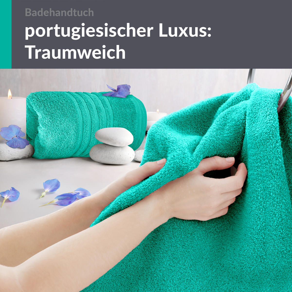BADETUCH London Meeres Türkis 2er Set 100x150 - Hellgrün, Textil (100/150cm) - Lashuma