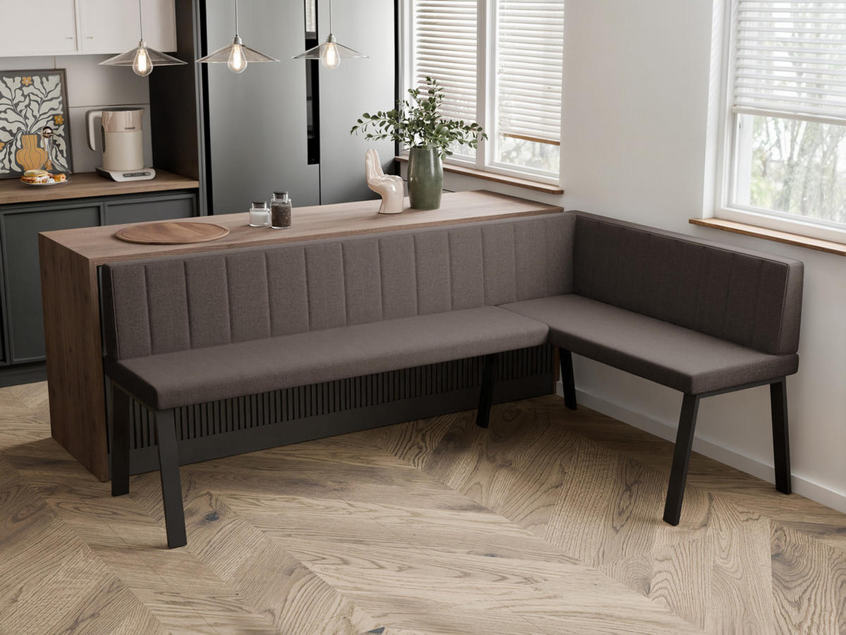 ECKBANK rechts MONO Y Webstoff gesteppt, 168/128 cm Braun - Braun, Textil/Metall (128/168cm) - Idohome