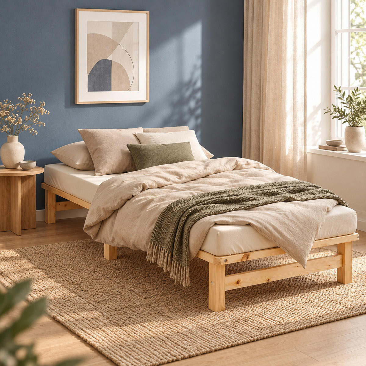 HOLZBETT 100/200 cm natur - Braun, Holz (100/200cm) - Homestyle4u