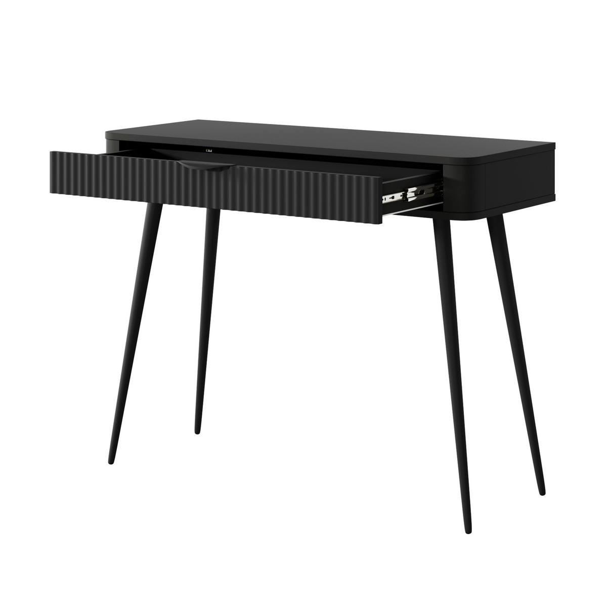 SCHMINKTISCH LEKNES TOA1 Metallgriffe und Beine in schwarzer Farbe Schwarz Schwarz - Schwarz, Holzwerkstoff (100/38/78cm) - Komodee