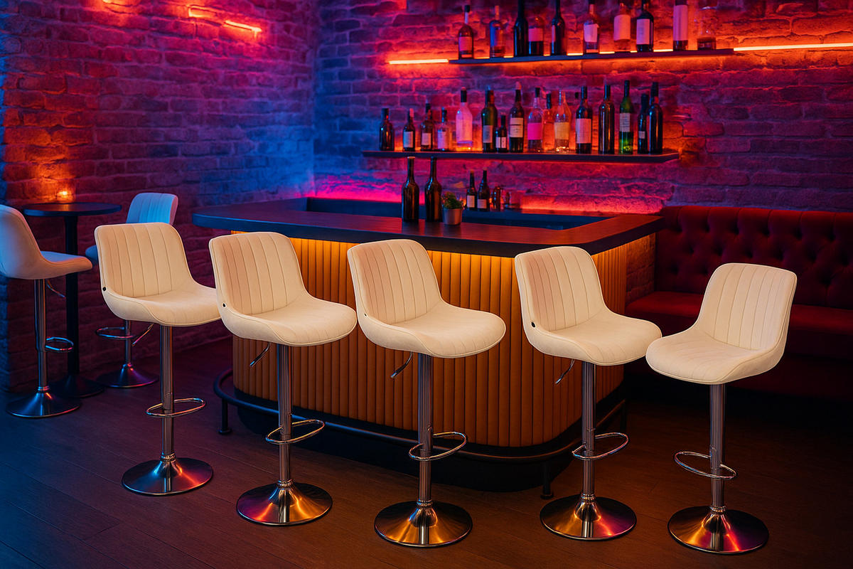 BARHOCKER Lento Gestell Metall in Chromoptik Samt Creme - Chromfarben/Naturfarben, Textil/Metall (50/108/50cm) - TPFLiving