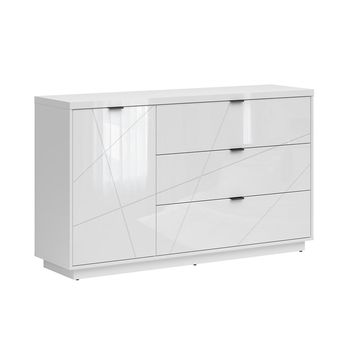 SIDEBOARD Sven Weiß - Weiß Hochglanz/Weiß, Holzwerkstoff (156/93/43cm) - Petits-meubles