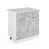 UNTERSCHRANK R-Line Beton 80 cm mit Schubladen und Türen mit Arbeitsplatte - Weiß/Grau, Holzwerkstoff (80/81.6/60cm) - Vicco