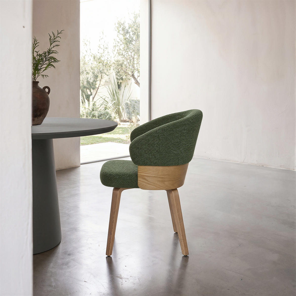 ESSZIMMERSTUHL SERENE COCOON aus Sperrholz und Stoff 57x61,5x80,5 - Smaragdgrün, Holz/Textil (61.5/80.5/57cm) - Elementi