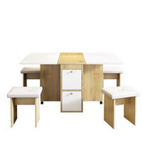 ESSTISCH-SET 120/80/75 cm klappbarer multifunktionaler Esstisch mit 4 Stühlen weiß/Eiche - Weiß, Holzwerkstoff (80/75/120cm) - OKWISH