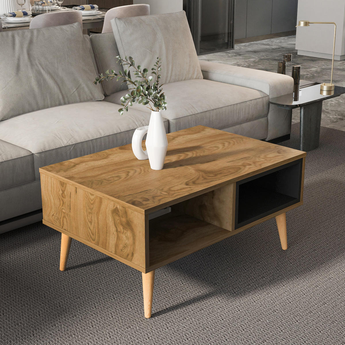 COUCHTISCH Oberon Oud Schwarz - Baltimorefarben, Holzwerkstoff (60/90/43cm) - Decorotika