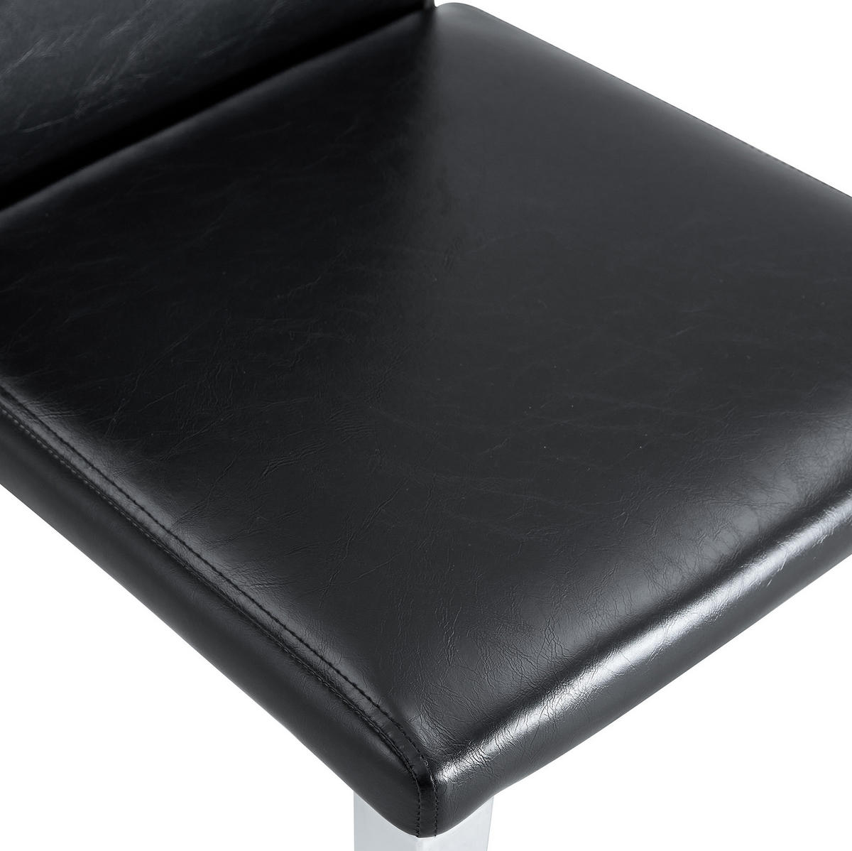 ESSZIMMERSTÜHLE 2er-Set modern 90 cm PU-Leder Schwarz Silber - Schwarz, Metall (47/90/41.1cm) - Meubliv