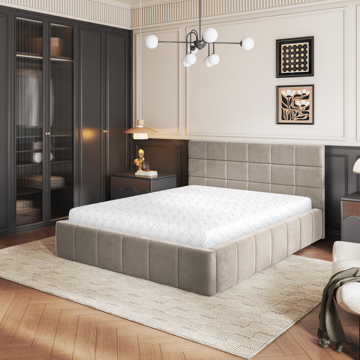 POLSTERBETT VERTO 140x200 cm mit Bettkästen - Beige - Beige, Holz (140/200cm) - MASSENO