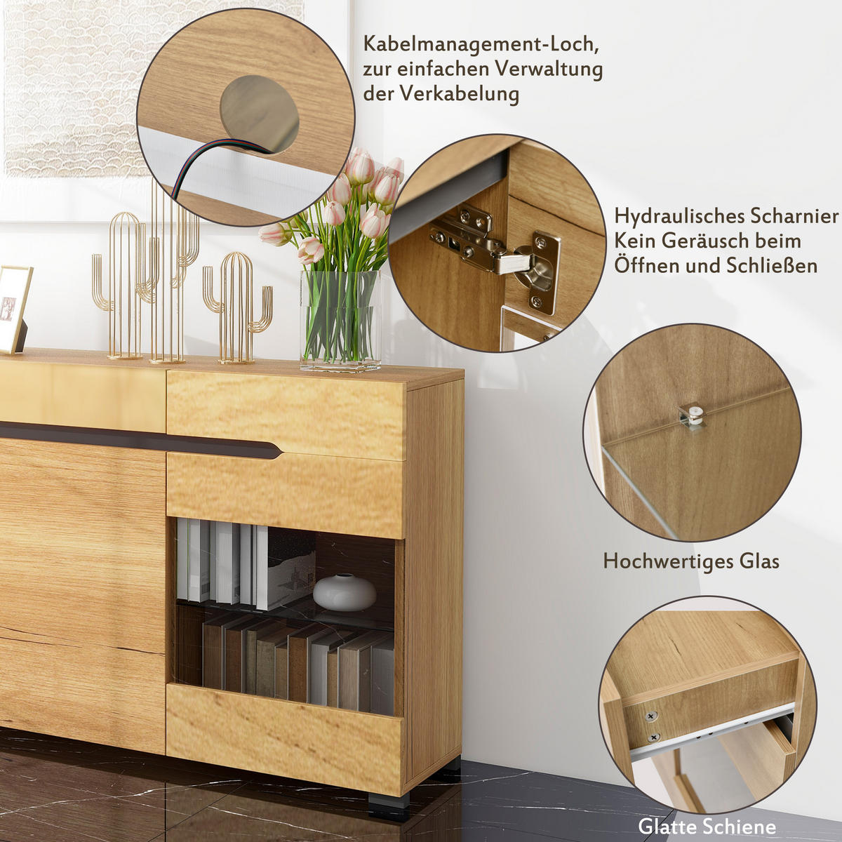 SIDEBOARD Braun 140/35/80 cm - Braun, Holzwerkstoff (35/80/140cm) - Urban Meuble