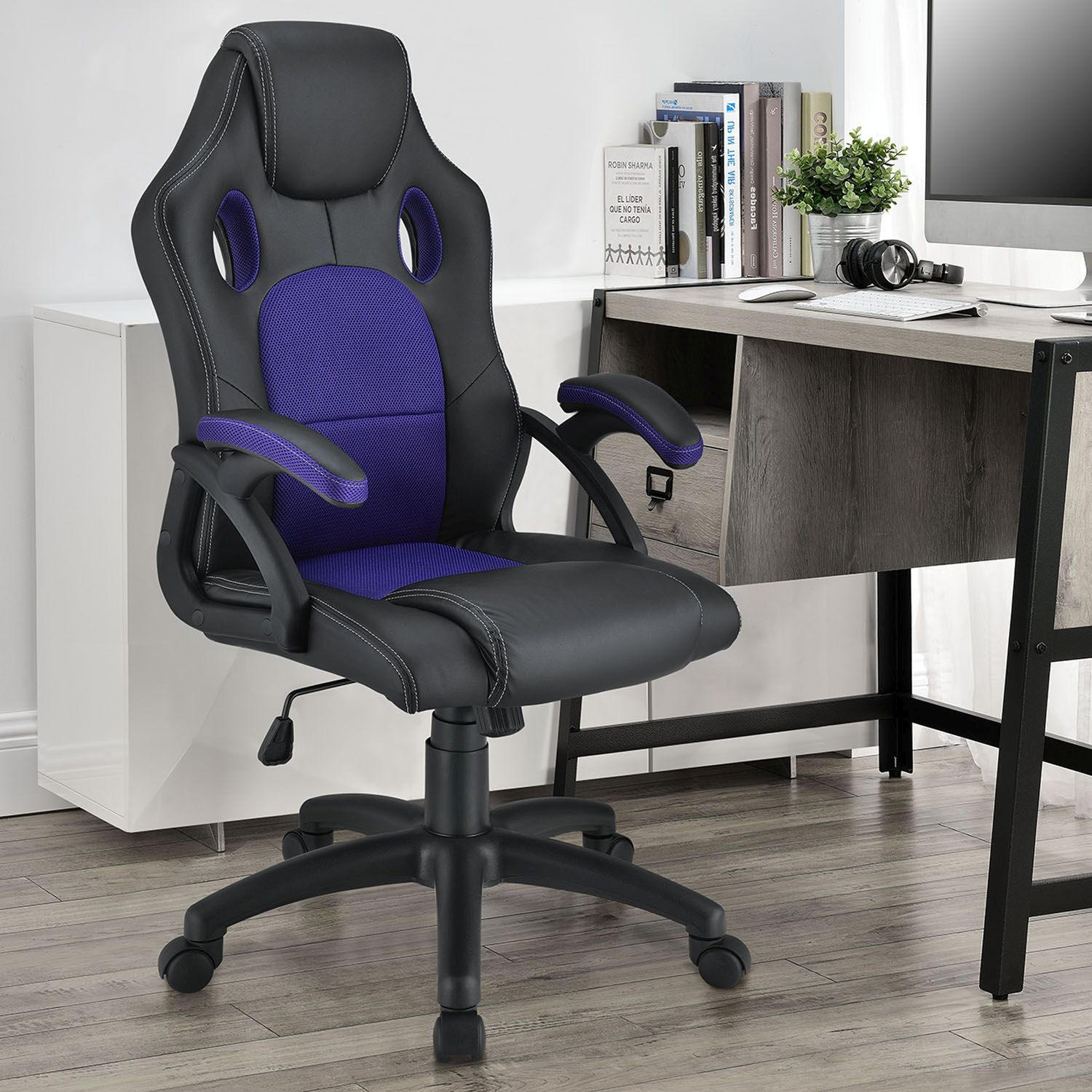 SCHREIBTISCHSTUHL Montreal Violett - Violett, Textil (47/111/52cm) - Juskys