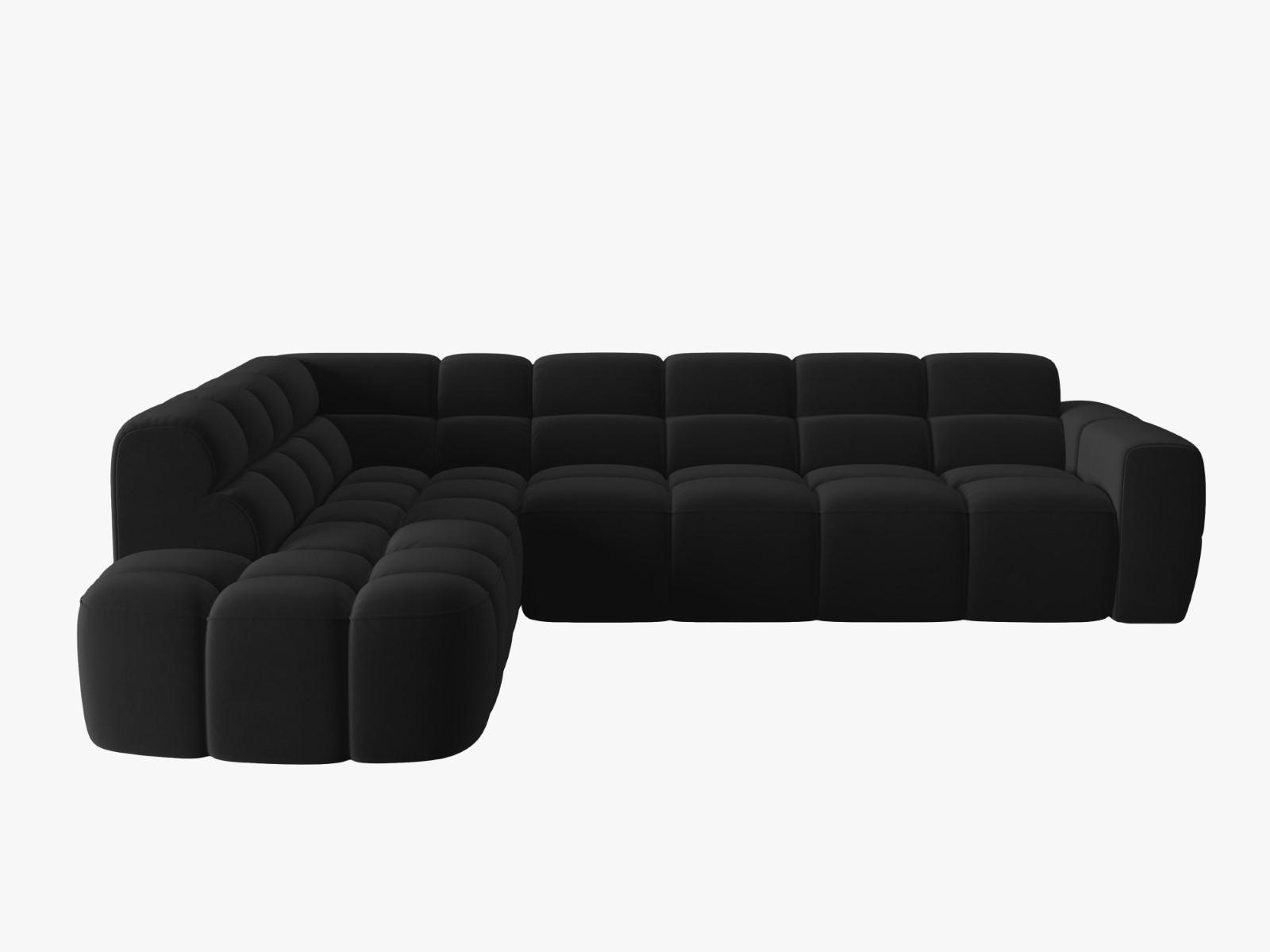 ECKSOFA links Lisa aus Samt schwarz 5 Sitzplätze - Schwarz, Textil (234/293cm) - Micadoni