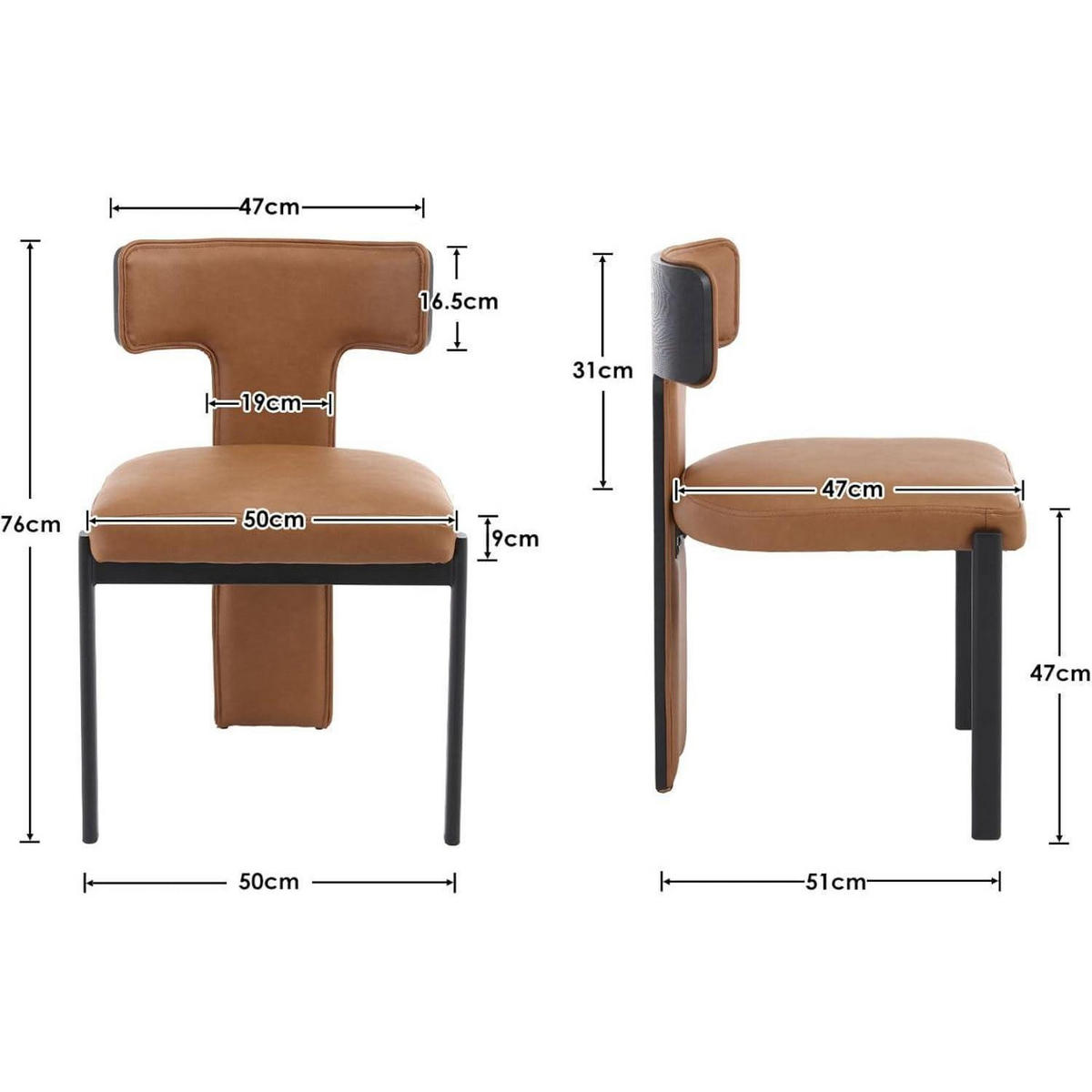 ESSZIMMERSTÜHLE 4er Set mit geschwungener Holzrückenlehne, braun - Braun, Kunststoff (50/76/51cm)
