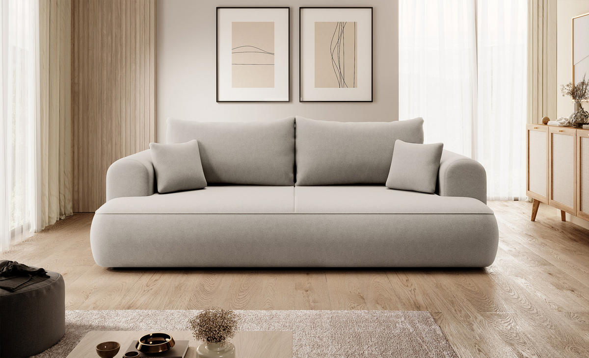 SCHLAFSOFA Ovo Cremeweiß Velours - Creme, Textil (250/98/110cm) - Selsey