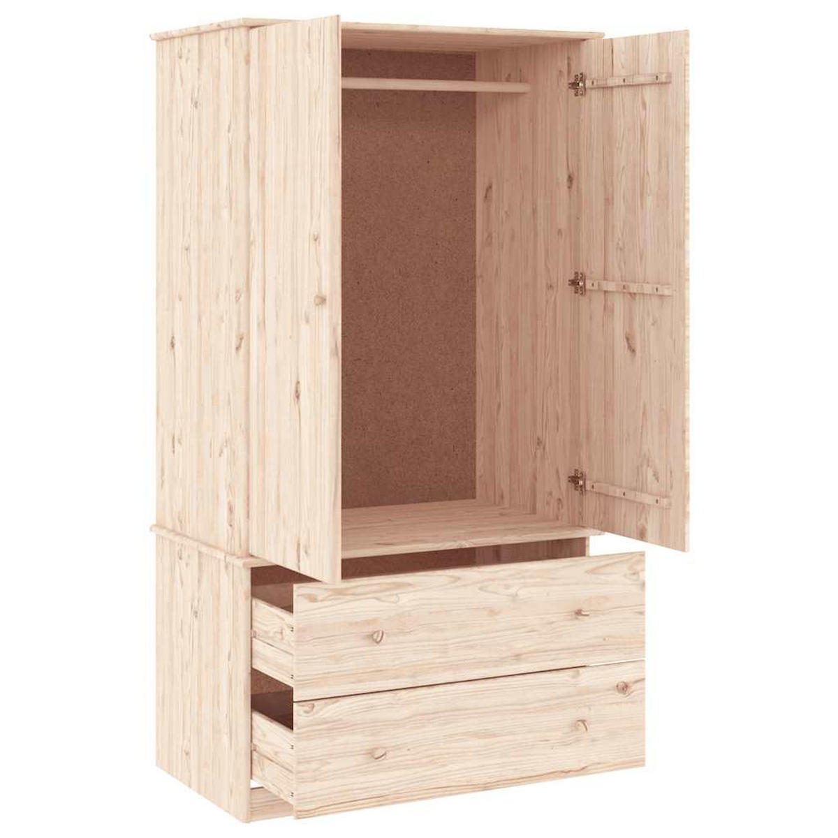 KLEIDERSCHRANK Alta 90/55/170 Cm Massivholz Kiefer - Braun, Holz (90/170/55cm) - vidaXL