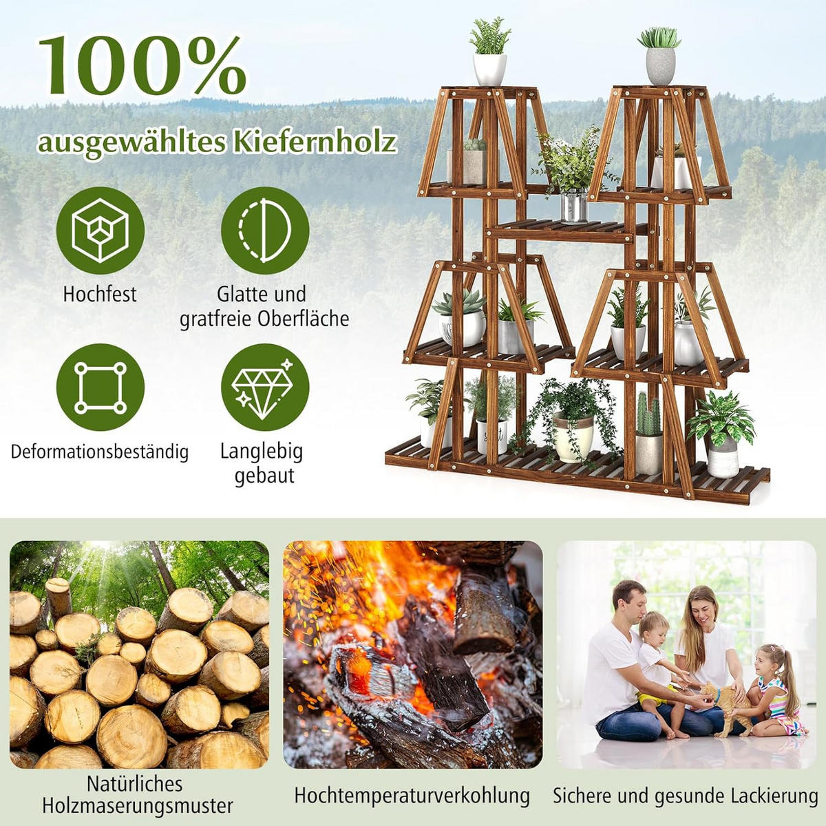 PFLANZENTREPPE Braun - Braun, Holz (27/114/113cm) - COSTWAY