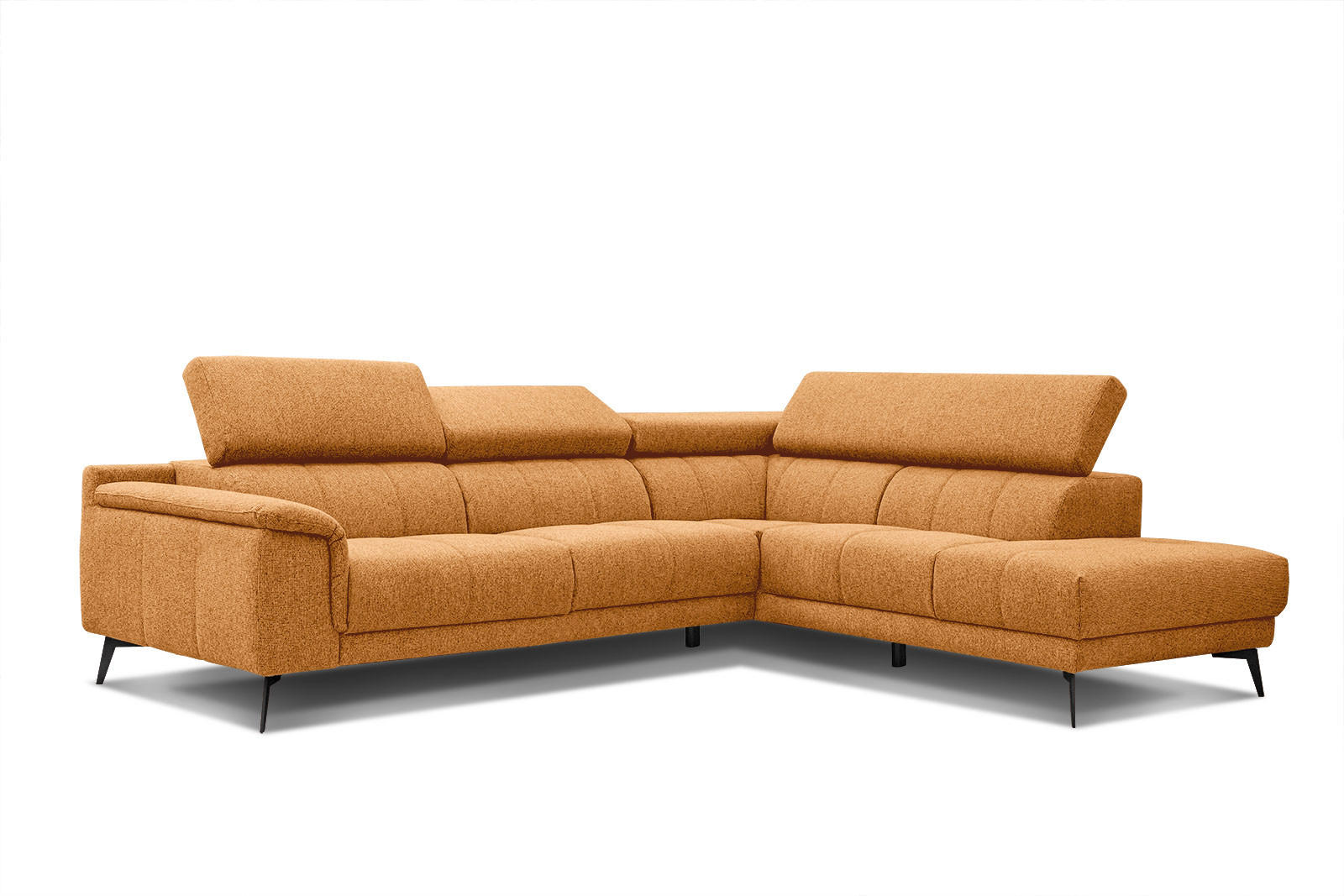 ECKSOFA FIERO 5-Sitzer, orange - Schwarz/Orange, Holzwerkstoff/Textil (290/228cm) - Courtois Laville