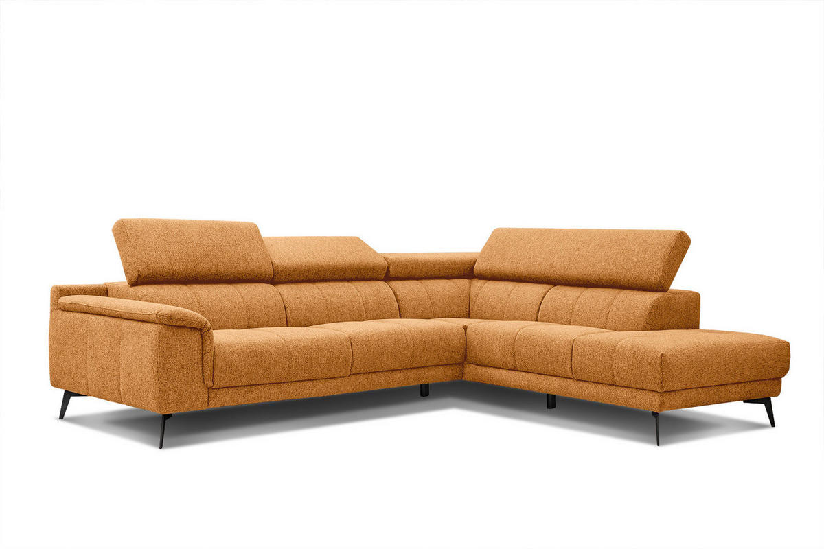 ECKSOFA FIERO 5-Sitzer, orange - Schwarz/Orange, Holzwerkstoff/Textil (290/228cm) - Courtois Laville