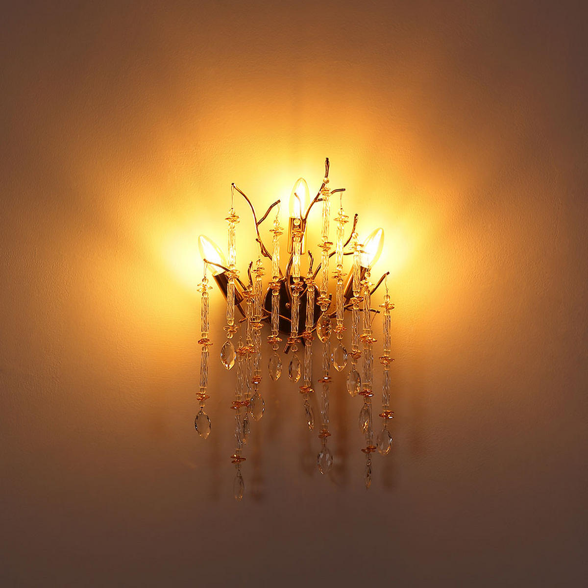 WANDLEUCHTE Metall, Glas, Gold, E14 - Goldfarben, Glas (35/50/11cm) - Globo Lighting