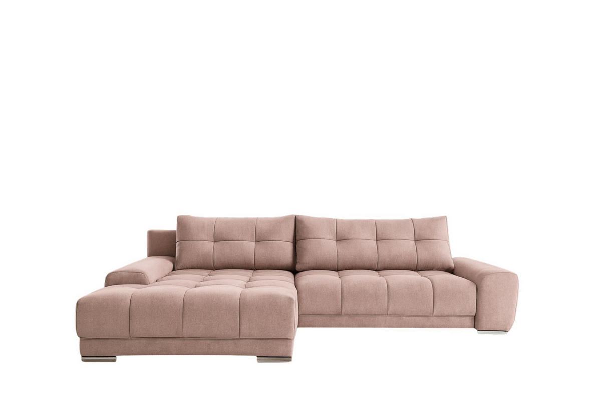 ECKSOFA WAVE Mit Schlaffunktion, Stoff SORO, Rosa Links - Rosa, Holz (105/281cm) - Kaiser Möbel