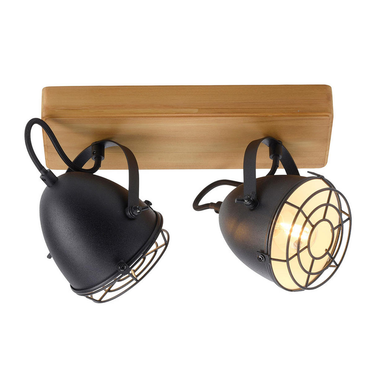 DECKENLEUCHTE Holz Metall Schwarz - Braun, Holz (30.5/17/20cm)