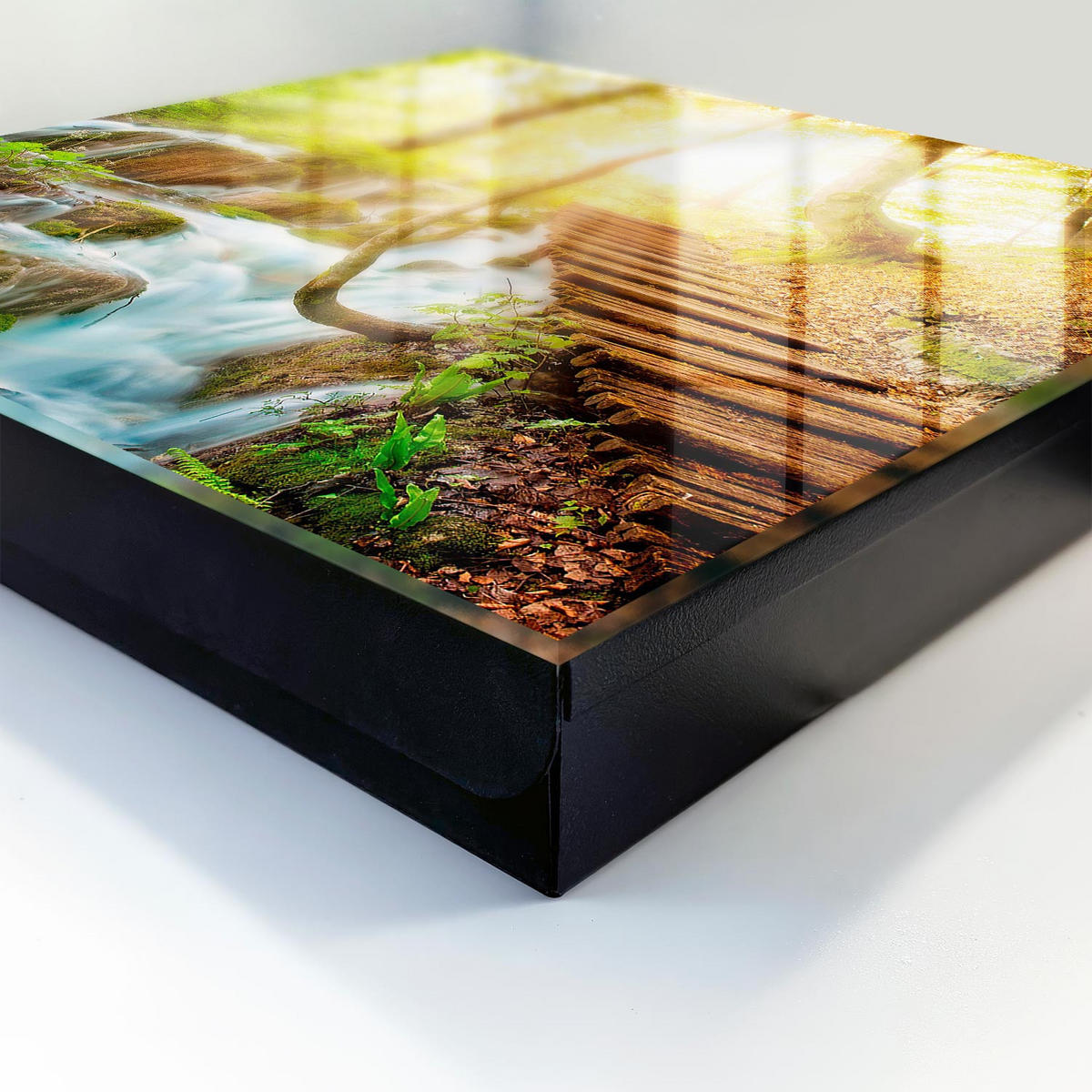 SCHLÜSSELBOX Schwarz 30x30 cm- Türöffnung nach rechts - Eine Waldecke - Grün, Metall (30/30/5cm) - TULUP