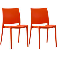 GARTENSTUHL 2er Set Kunststoff Orange - Orange, Kunststoff (42/81/49cm) - CLP