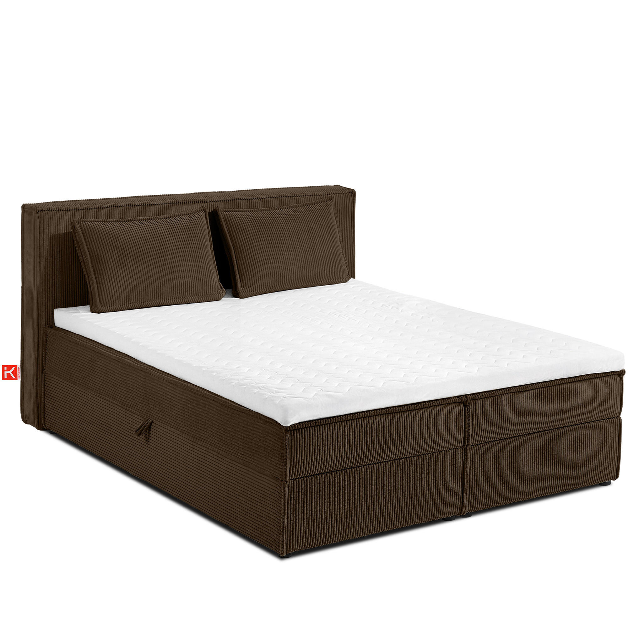 BOXSPRINGBETT ROTI mit Stauraum, dunkelbraun - Dunkelbraun/Schwarz, Holz/Holzwerkstoff (140/200cm) - KONSIMO®
