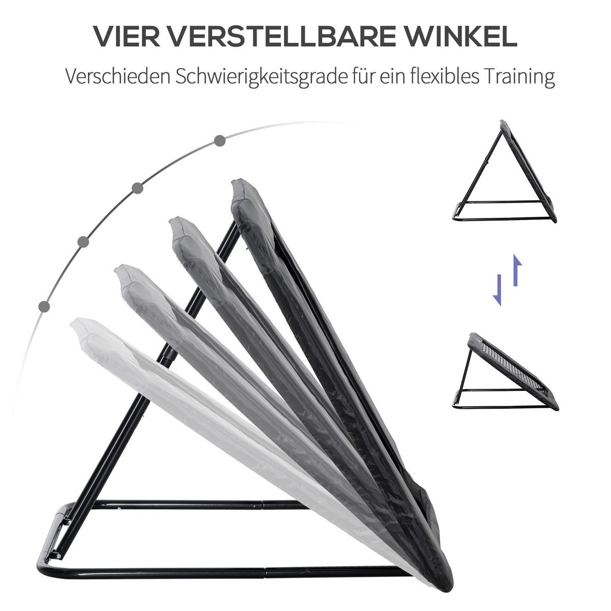 FUSSBALL REBOUNDER, Stahl, Schwarz, 128 x 118 x 108-120 cm - Schwarz, Metall (118/128cm) - HOMCOM
