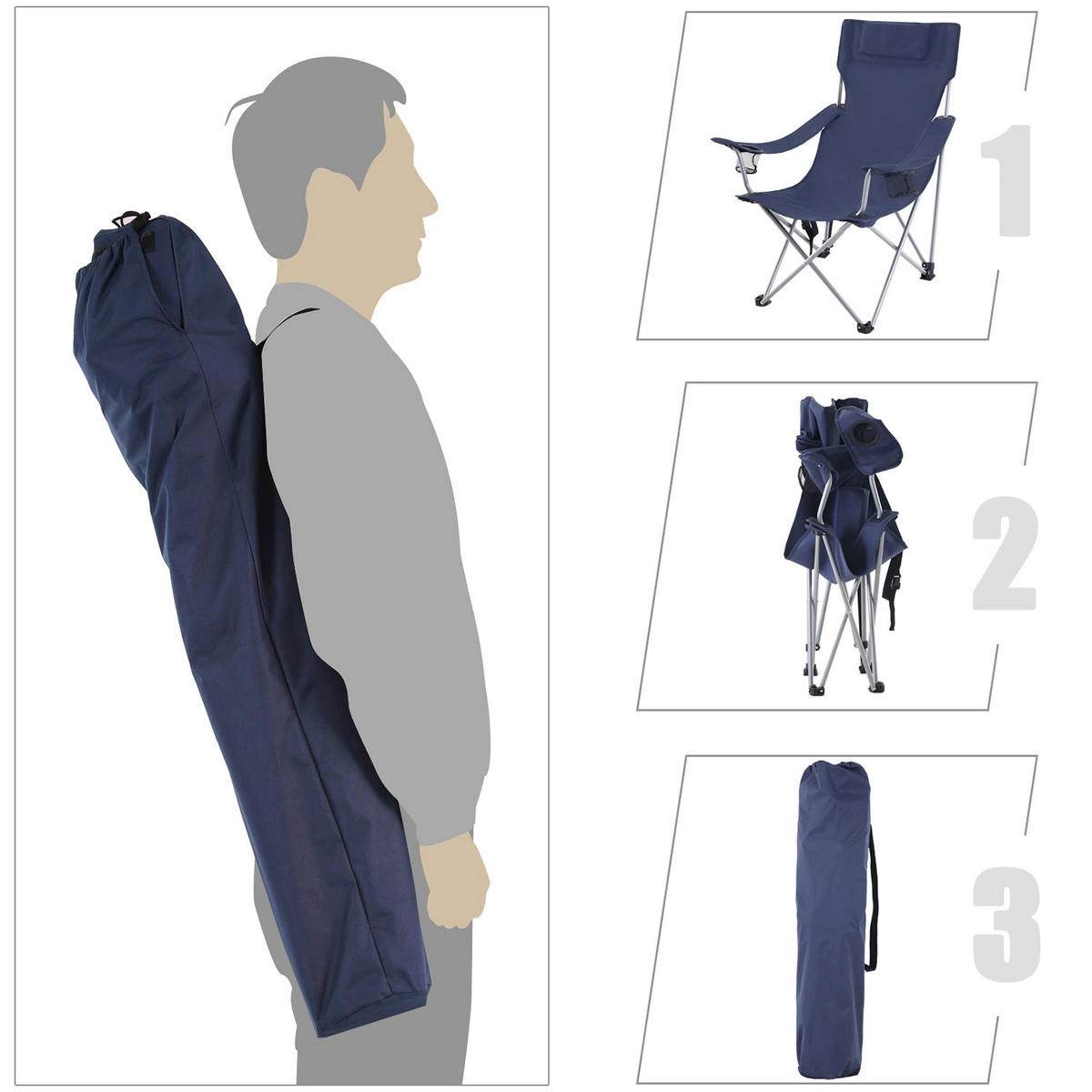 CAMPINGSTUHL KLAPPSTUHL - Blau, Textil (70/91/81cm) - Hansiro