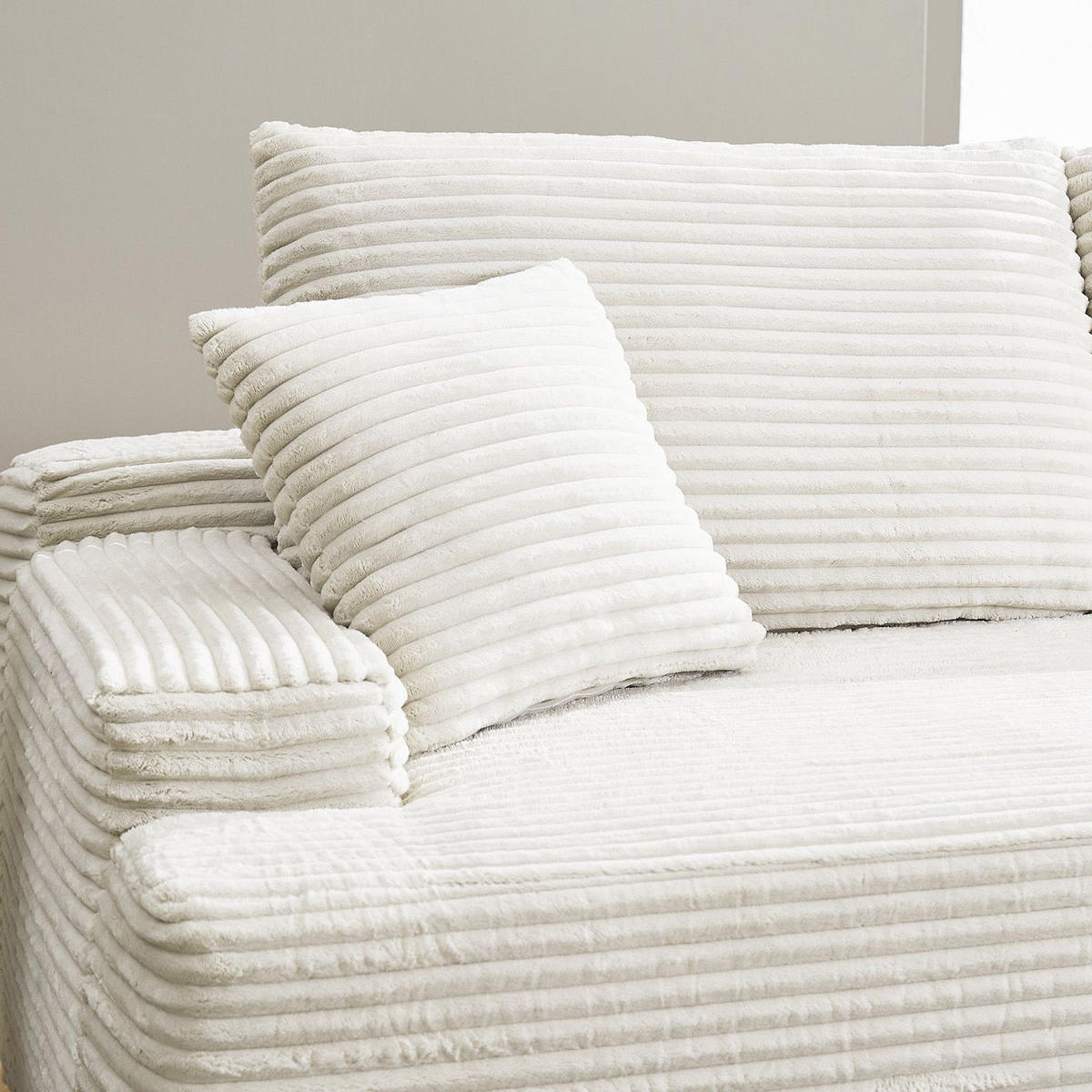 SOFA Coredo creme Cord - Creme, Textil (250/155cm) - Juskys