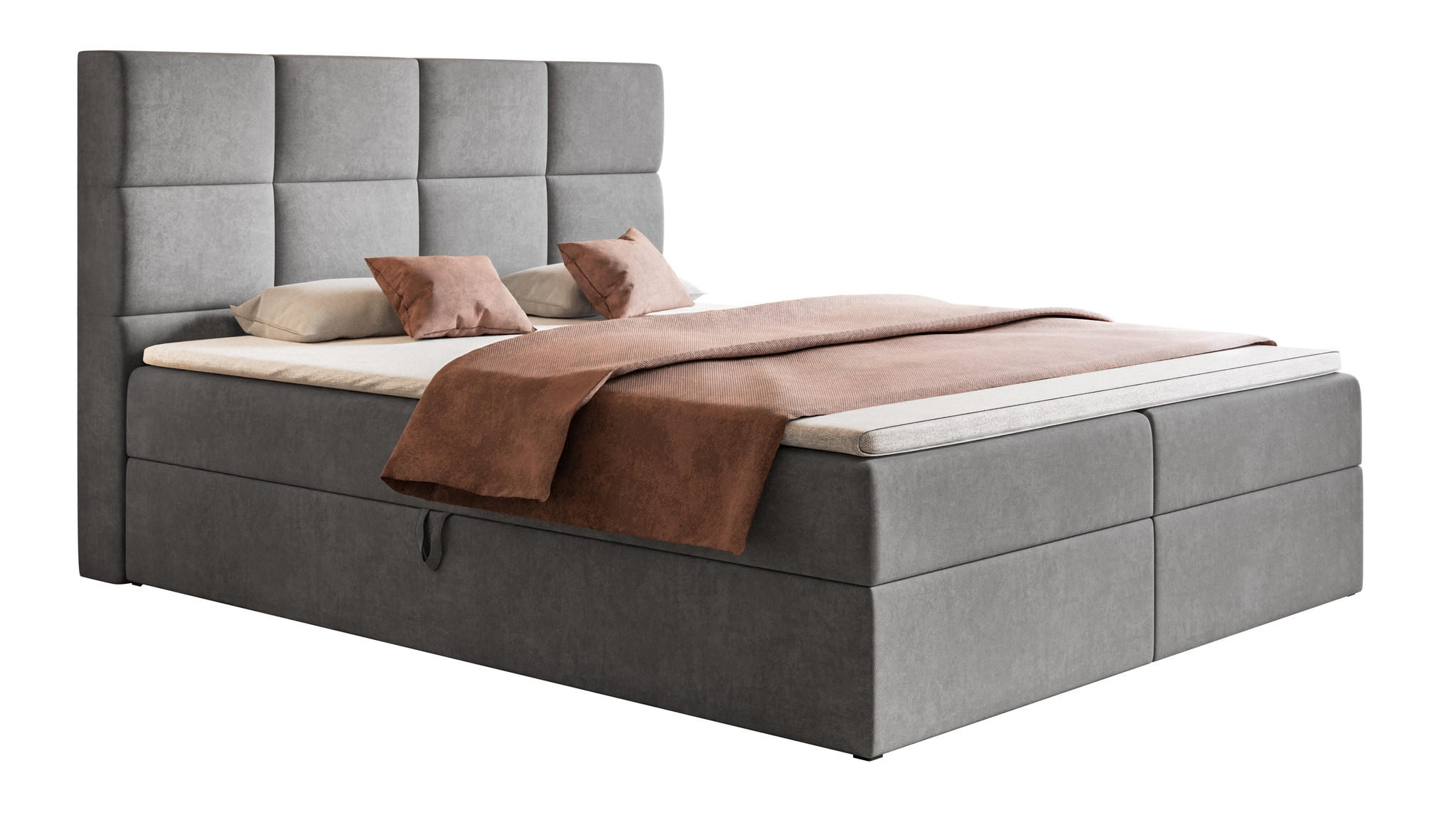 BOXSPRINGBETT mit Topper 140x200 Solo, Bettkasten, Matratze, Hellgrau - Hellgrau, Holz/Textil (140/200cm) - Emporius