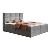 BOXSPRINGBETT mit Topper 140x200 Solo, Bettkasten, Matratze, Hellgrau - Hellgrau, Holz/Textil (140/200cm) - Emporius